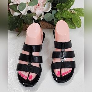 East 5th Black Gladiator Sandals with Chunky Platform